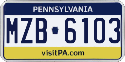 PA license plate MZB6103