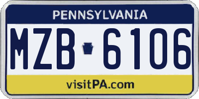 PA license plate MZB6106