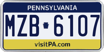 PA license plate MZB6107