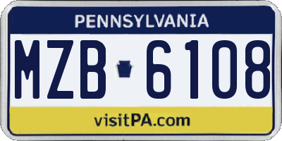 PA license plate MZB6108