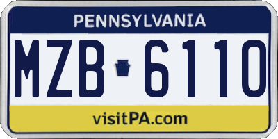 PA license plate MZB6110