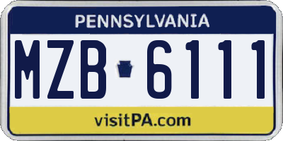 PA license plate MZB6111