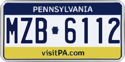 PA license plate MZB6112