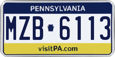 PA license plate MZB6113