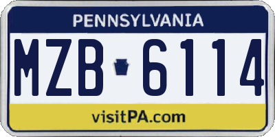 PA license plate MZB6114