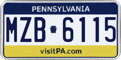 PA license plate MZB6115