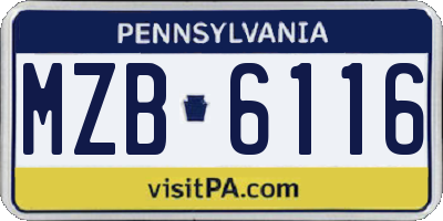PA license plate MZB6116