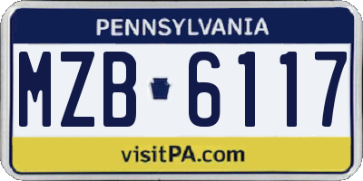 PA license plate MZB6117