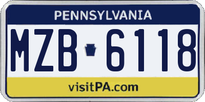 PA license plate MZB6118
