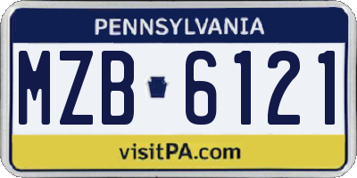 PA license plate MZB6121