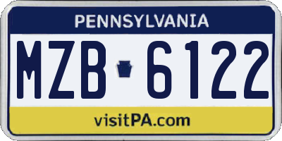 PA license plate MZB6122