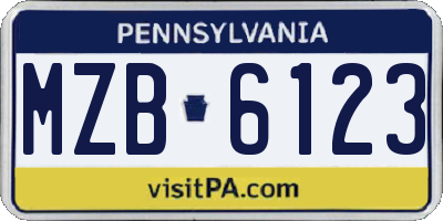 PA license plate MZB6123