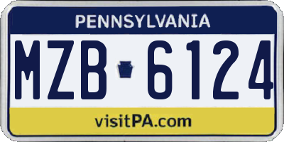 PA license plate MZB6124
