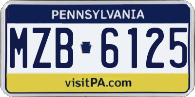 PA license plate MZB6125