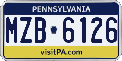 PA license plate MZB6126