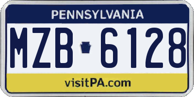 PA license plate MZB6128