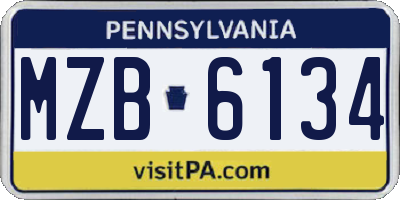 PA license plate MZB6134