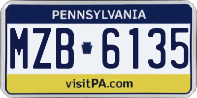 PA license plate MZB6135