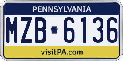 PA license plate MZB6136