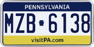 PA license plate MZB6138