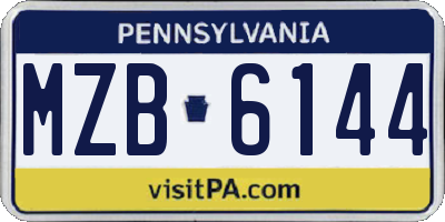 PA license plate MZB6144