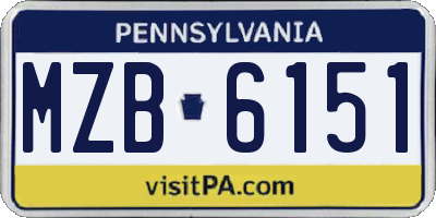 PA license plate MZB6151