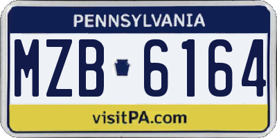PA license plate MZB6164