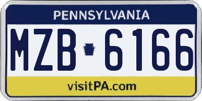 PA license plate MZB6166