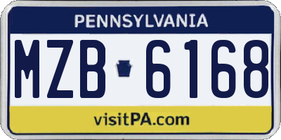PA license plate MZB6168