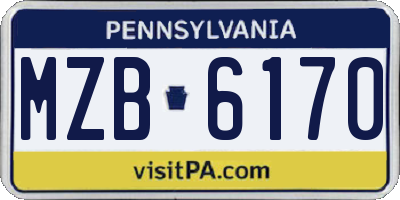 PA license plate MZB6170
