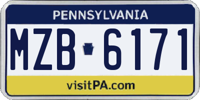 PA license plate MZB6171