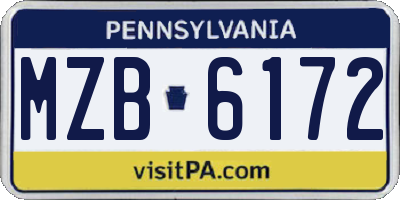 PA license plate MZB6172