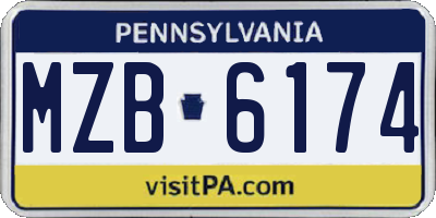 PA license plate MZB6174