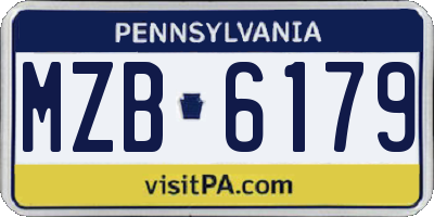 PA license plate MZB6179