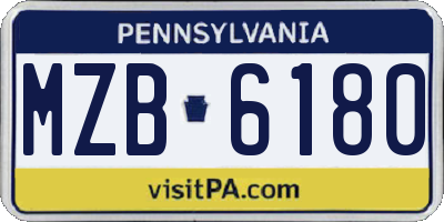 PA license plate MZB6180