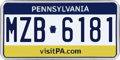 PA license plate MZB6181