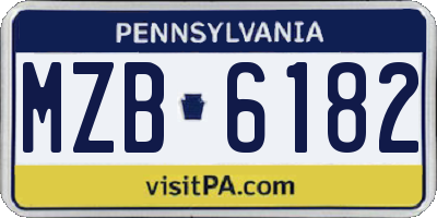 PA license plate MZB6182