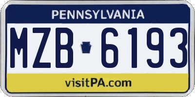 PA license plate MZB6193