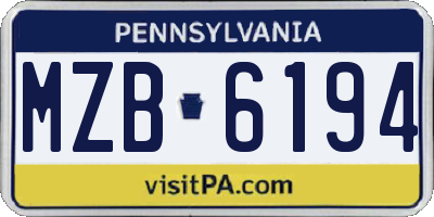 PA license plate MZB6194