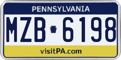 PA license plate MZB6198