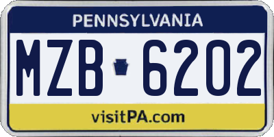 PA license plate MZB6202