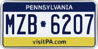 PA license plate MZB6207