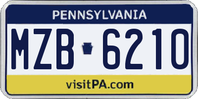 PA license plate MZB6210