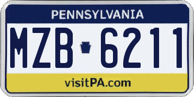 PA license plate MZB6211