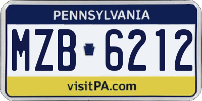 PA license plate MZB6212