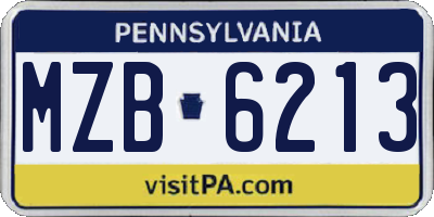 PA license plate MZB6213
