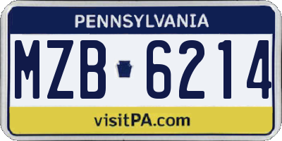 PA license plate MZB6214
