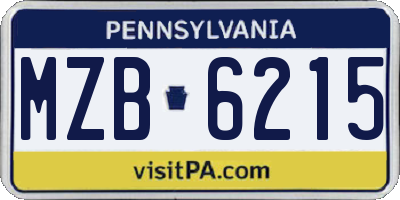 PA license plate MZB6215