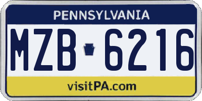 PA license plate MZB6216