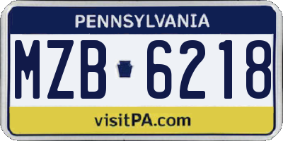 PA license plate MZB6218